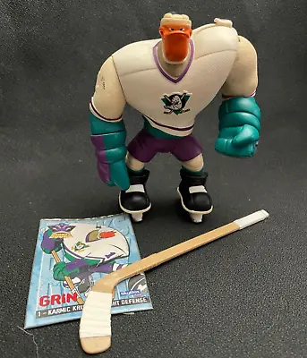 VTG Disney Mattel Mighty Ducks Hockey Body Check Grin Figure & Accessories • $19.96