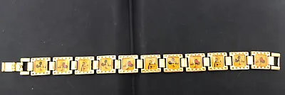 Disney Mickey Minnie Goofy 7  Film Strip Gold Tone Bracelet By Van Dell • $23.95