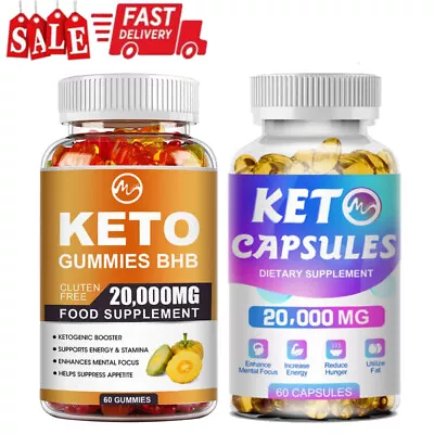 Keto ACV Gummies| 60 Capsules Advanced Weight Loss Fat Burner Dietary Supplement • $10.63