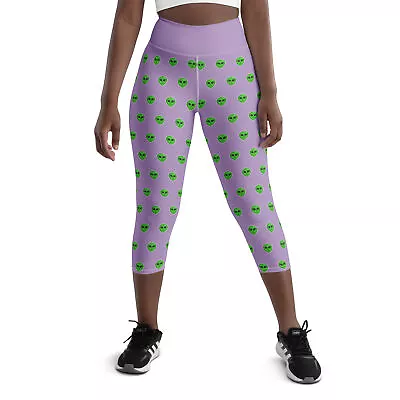 Yoga Capri Leggings With Green Alien Extraterrestrial Head • $37.95