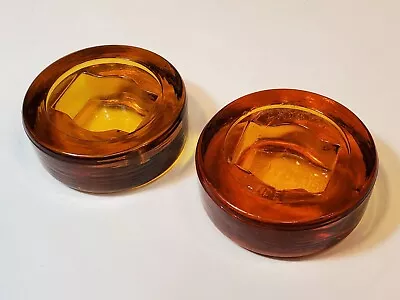 2 Antique Crystal Glider Amber Glass Furniture Caster Cup Coasters 1924 Patent • $24.99