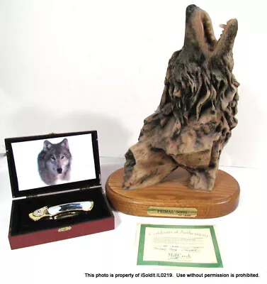 SIGNED WOLF HEAD SCULPTURE  PRIMAL SONG  W/ COA Mill Creek Studios Randy Reading • $59.95