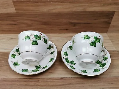 2 X Vintage  Colclough Ivy Leaf Bone China Cups &  Saucers • £10.99