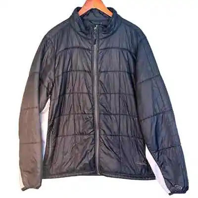 Cabela Mens XXL Black Gray Quilted Primaloft Trail Hybrid Jacket Size 2XL • $32