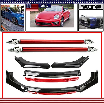 $45.99 • Buy Front Bumper Lip Splitter Spoiler Strut Rod Body Kit For VW Golf GTI Polo Jetta