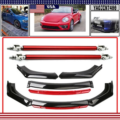 $45.99 • Buy Front Bumper Lip Splitter Spoiler Strut Rod Body Kit For VW Golf GTI Polo Jetta