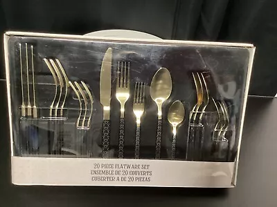 Disney Parks 20-piece Gold & Black Flatware – Homestead Collection 2021 • $149