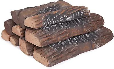 Ceramic Logs For Gas Fireplace 10-Piece Vented Faux Logs For Indoor Natural Gas • $70.99