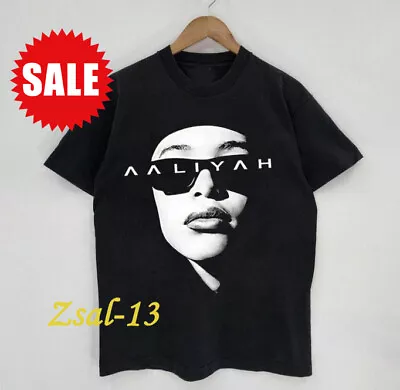 Vintage Aaliyah Black Short Sleeve T-shirt F24126 • $8.95