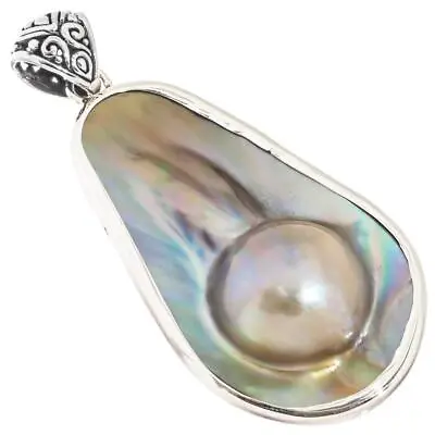 925 Sterling Silver South Pacific Mabe Blister Pearl Shell Sterling Pendant 2  • $34.95