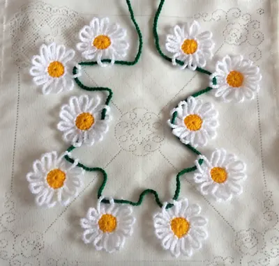 X10 Crochet Flowers Daisy Garland Bunting Wedding Shower Baby Nursery Camper Van • £3.99