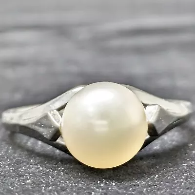 MIKIMOTO Ring Akoya White Pearl 7.5 Mm Silver 925 Size 6.5 (US) Japan Signed • $219