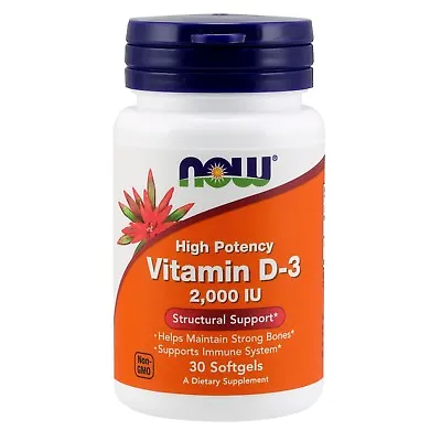 NOW Foods Vitamin D-3 2000 IU 30 Softgels • $3.99