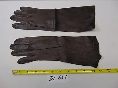 Vintage Brown Leather 12  Long Ladies Gloves Size 6 1/2  1950s Made In France • $15.99
