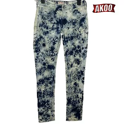 Akoo Brand Acid Wash Skinny Jeans 28X32 Mens Stretch 5-Pocket Stud Accents EUC • $27.47