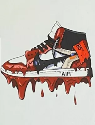 Air Jordan Shoe Print Red  DRIPP  Art Canvas Shoelaces 85 Michael Jordan 12x9.75 • $12.60