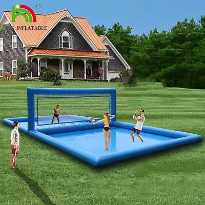 33FT Blue Inflatable Volleyball Court+Air Pump For Outdoor Beach Lawn Sport Game • $1428