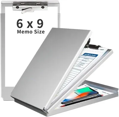 Aluminum Clipboard With Storage(Memo Size) Recycled Metal Form Holder Binder... • $22.65