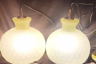 Vintage Mid Century Modern Hanging Overhead Honeycomb Lamps Lighting Set Of 2 • $89.99