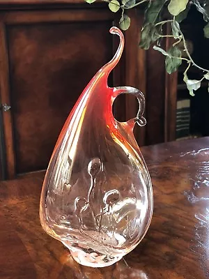 Art Glass Sculpture Elegant Orange Art Glass Hand Blown By Loren Chapman Signed • $199.99