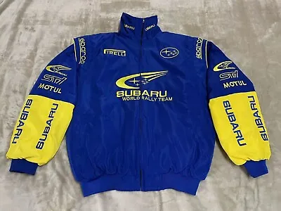 Unisex Adults F1 Team Racing Subaru Racing Jacket Embroidery Cotton Padded Blue • £45