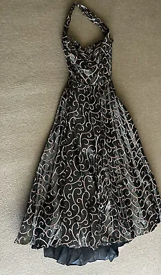 VINTAGE Midcentury Rockabilly Pinup Embroidered Halter Retro Prom Dress MCM XS • $59.99