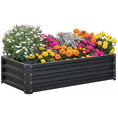 Outsunny Raised Garden Bed Elevated Planter Box For Flowers Grey • £34.99