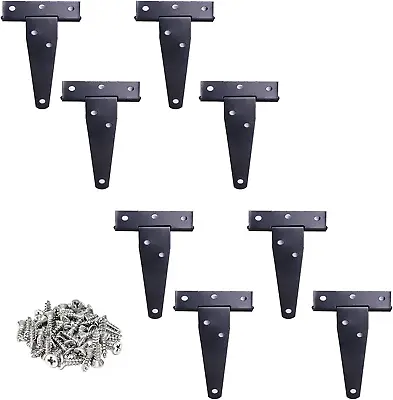 T Strap Shutter Hinge Shed Barn Straps Gate Door Black Hinges 8 Pack 3 Inch Best • $12.93