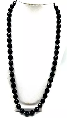 VINTAGE SIGNED MIRIAM HASKELL 10 1/2 Mm BLACK FACITED CRYSTAL NECKLACE 24  • $59.99