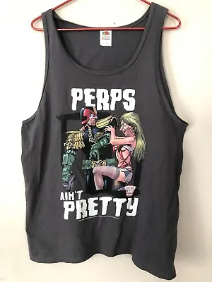 Judge Dredd “PERPS AIN’T PRETTY” Tank Top Adult Large Gray - Free Shipping • $19.99