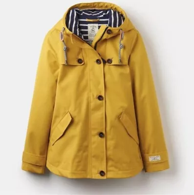 Joules Womens Coast Antique Gold Waterproof Nautical Rain Jacket Size 6 Yellow • $92