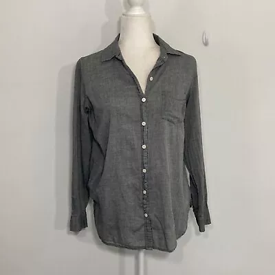 I Love H81 Womens Shirt Medium Gray Casual Button Up Top Coastal Grandma • $7.79