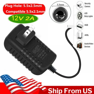 $8.31 • Buy AC 100-240V To DC 12V 2A 5.5mm X 2.5mm Center Positive Power Supply Adapter #C1