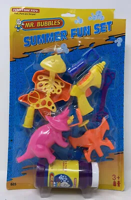 Vintage 90’s Mr Bubbles Summer Fun Set Tootsietoy NOS Set Blow Dinosaur Pistol • $13.49