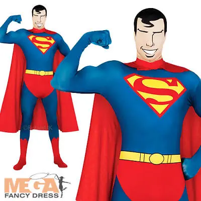 £25.99 • Buy Superman 2nd Skin Mens Fancy Dress DC Superhero Lycra Bodysuit Adults Costume 