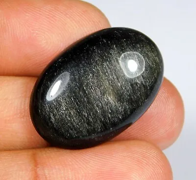 Natural Silver Sheen Obsidian Oval Cabochon Hand-polished Gemstone 25.ct Uz=314 • $7.61