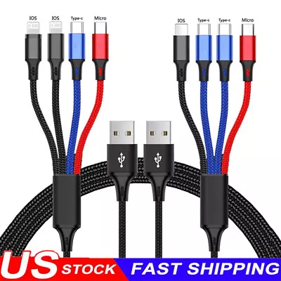 4 In 1 Multi USB Charging Cable Fast Charger Cord For IPhone/Type C/Micro -2024 • $8.99