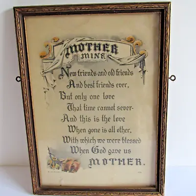 Vintage Buzza Style Motto Saying Framed Print Mother Mine John Drischer Co NY • $22.50