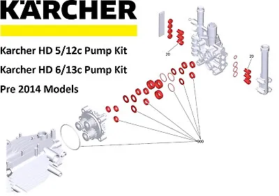 KARCHER HD 6/13 & HD 5/12 Jet Washer Pump Kit Seals Valves Washers (2.883-997.0) • £81.99