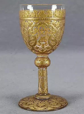 Bohemian Moser Type Heavy Raised Gold Crown Monogram Floral Scrollwork Wine • $995