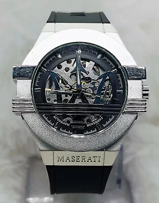 Luxury MASERATI  Potenza Automatic Black Dial Analog Men's Wrist Watch Fre Ship • $69.99