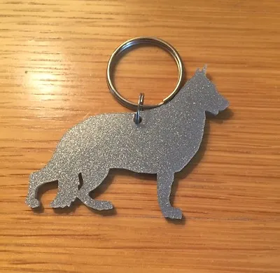 £2.95 • Buy German Shepherd Dog GSD Keyring Keychain Bag Charm Gift In Silver Sparkle