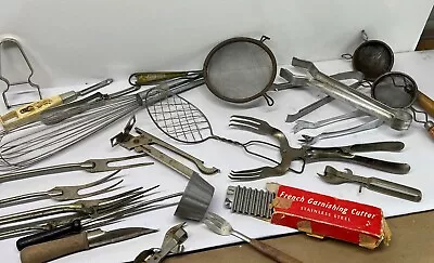 Lot Of 20+ Vintage Wood Metal Handle Various Kitchen Utensils Tools Forks • $12