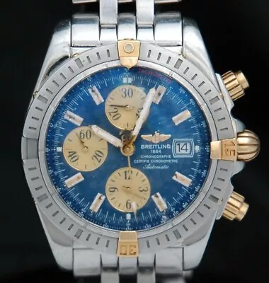 BREITLING Chronomat Evolution B13356 Automatic CHRONOGRAPH 44mm WATCH Blue Gold • $1599.99