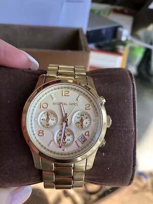 Authentic “Michael Kors” Women’s Chronograph Watch. Gold Colored. Model 5055 • $59.99