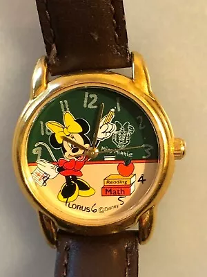 Disney Watch Minnie Mouse - Teacher Math Running New Battery  Leather Band.  • $50