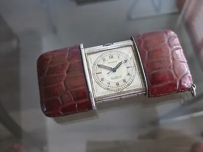 Rare Movado Ermeto Chronometre Travelling Watch In Sliding Brown Silver Case • $900