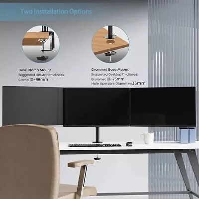 PUTORSEN Triple Monitor Stand For 13-27” LCD LED Screens - Three Arm Desk Mount  • £49.99