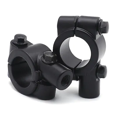 8MM Black 7/8  22mm Motorcycle HandleBar Mirror Thread Mount Holder Clamp Adapto • $7