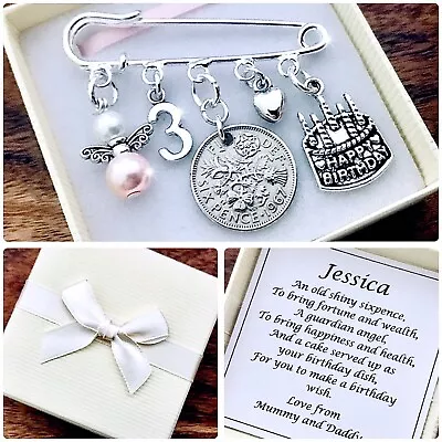 £5.99 • Buy LUCKY SIXPENCE BIRTHDAY Charm Gift, 1st To 5th, BOY OR GIRL, PERSONALISED Box